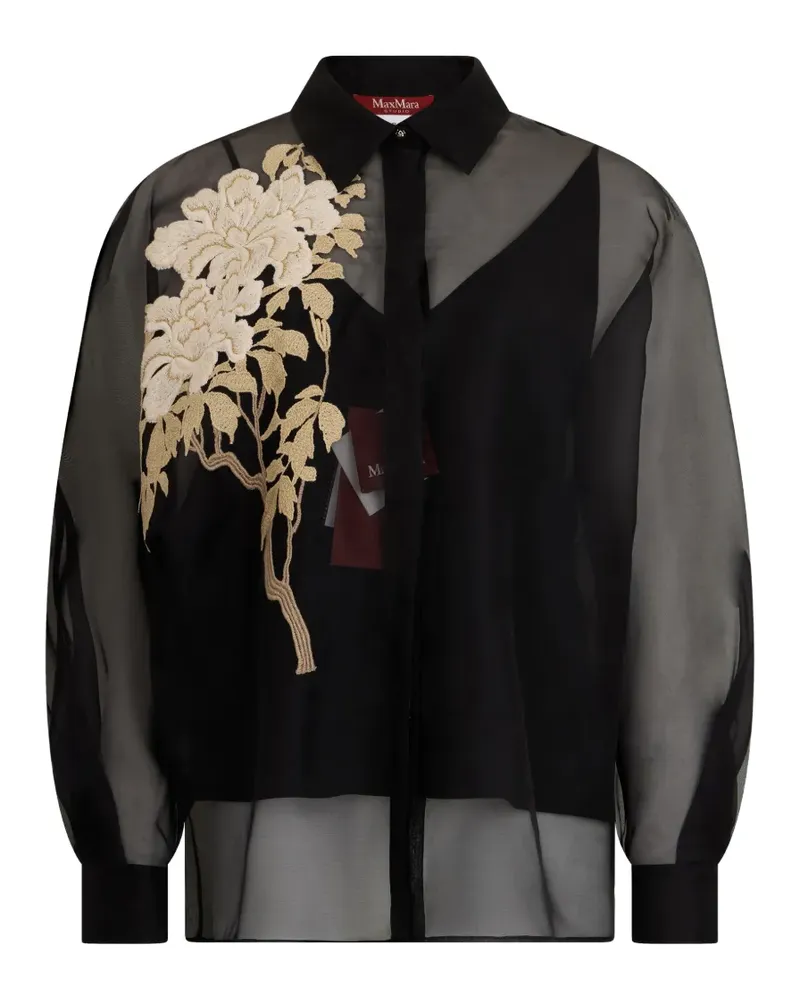 Max Mara floral-embroidered sheer blouse - Schwarz Schwarz
