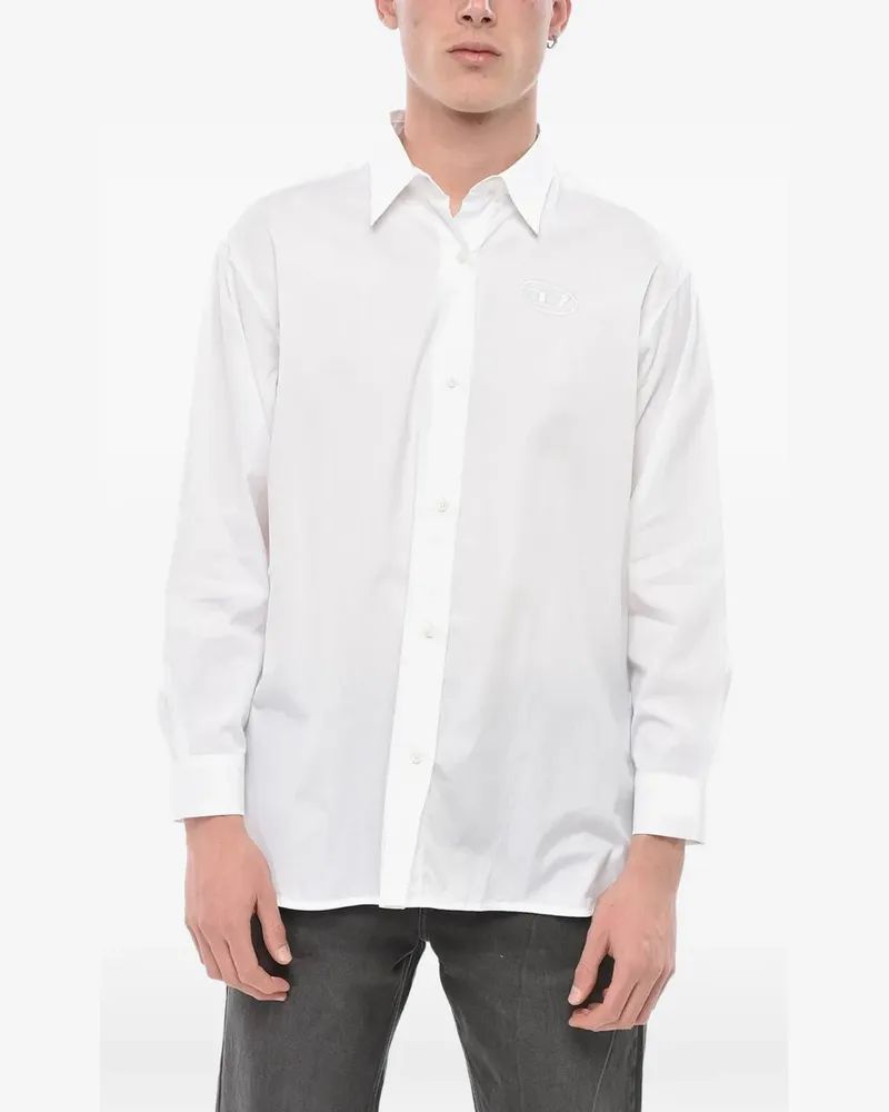 Diesel C-BRUCE-B embroidered-logo poplin shirt - Weiß Weiß