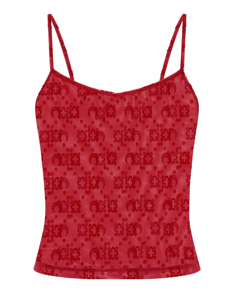 Marine Serre moonogram mesh straps top - Rot Rot