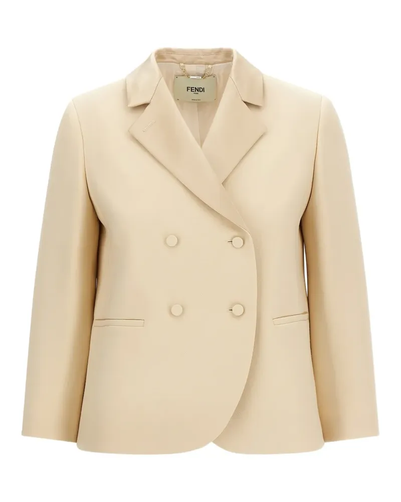 Fendi double-breasted silk-lapel blazer - Nude Nude