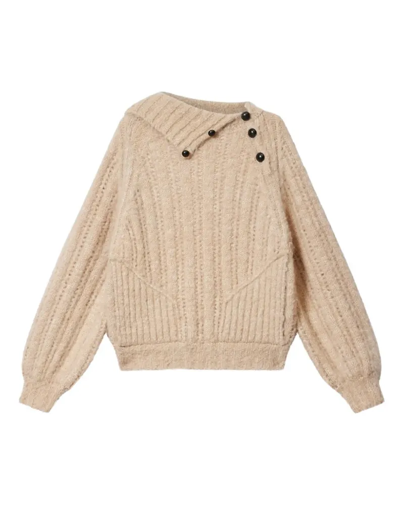 Isabel Marant Lily alpaca button-detail boileed wool sweater - Nude Nude