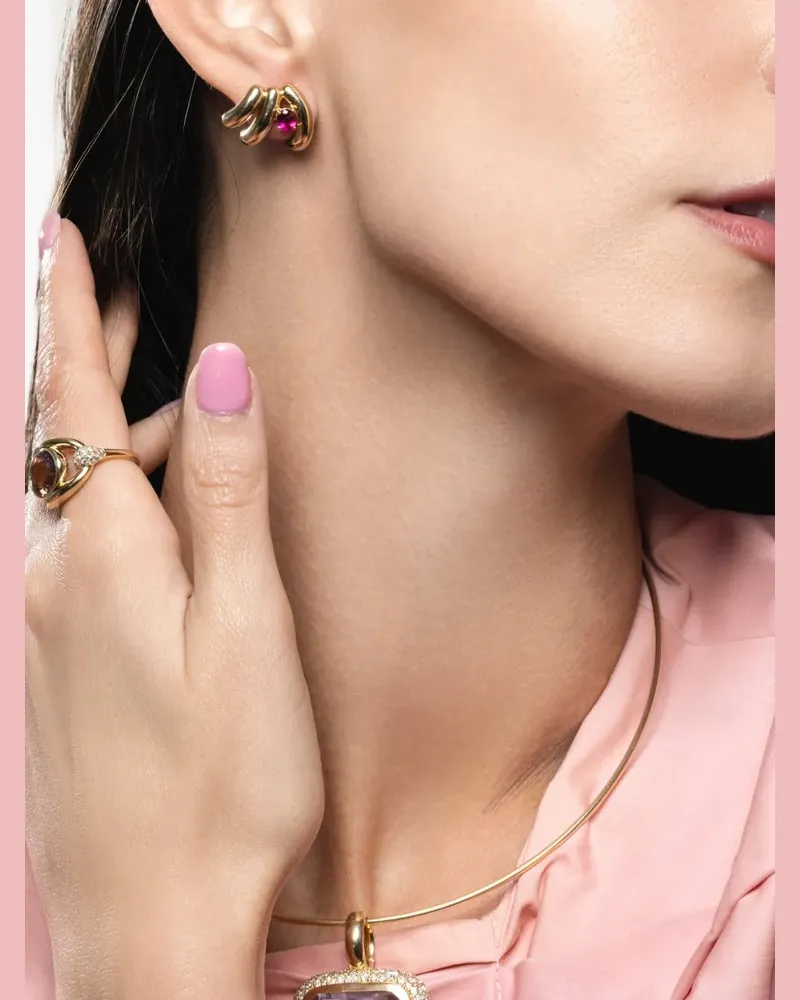 Mason and Books rubellite earrings - Gold Gold