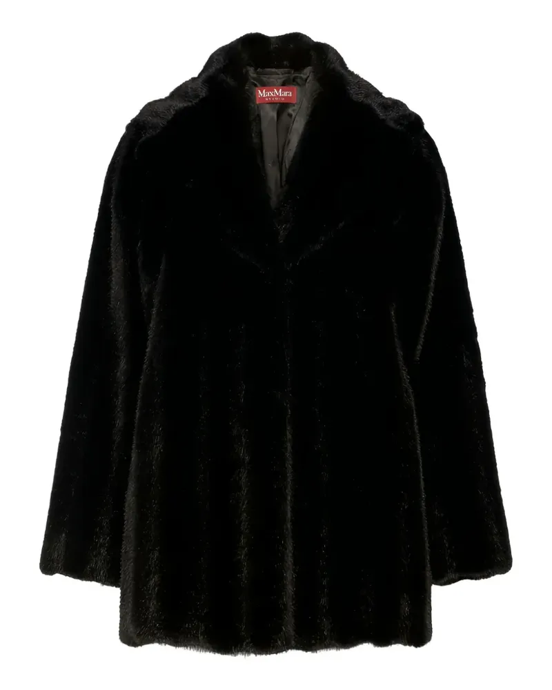 Max Mara Fluffy faux-fur lapel-collar coat - Schwarz Schwarz