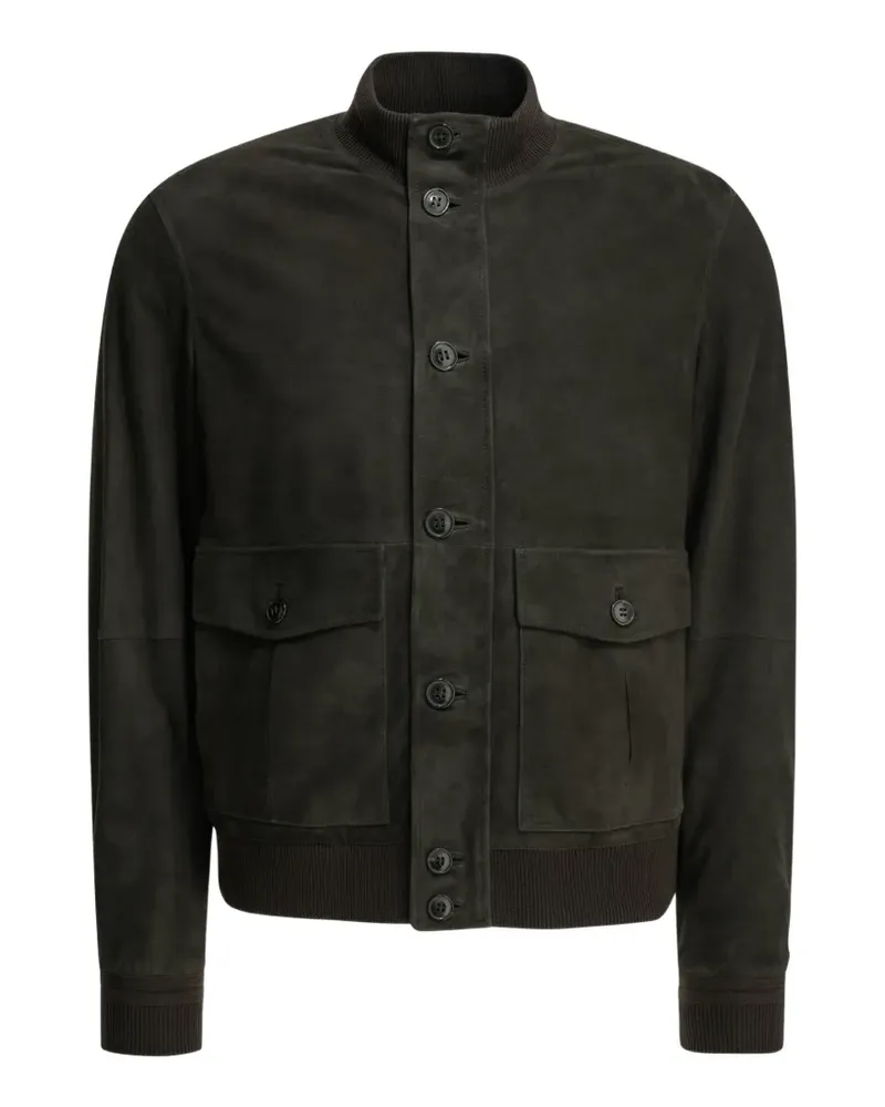 Ermenegildo Zegna suede ribbed-trim jacket - Grün Grün