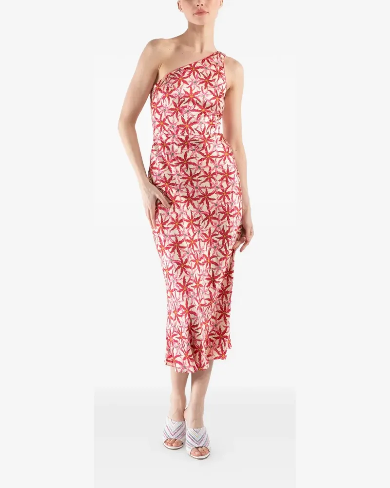 Saloni Justine one-shoulder floral midi dress - Nude Nude