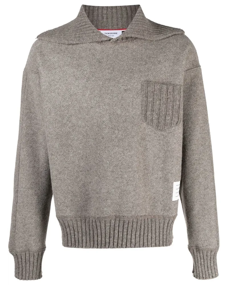 Thom Browne Pullover mit Stehkragen Braun