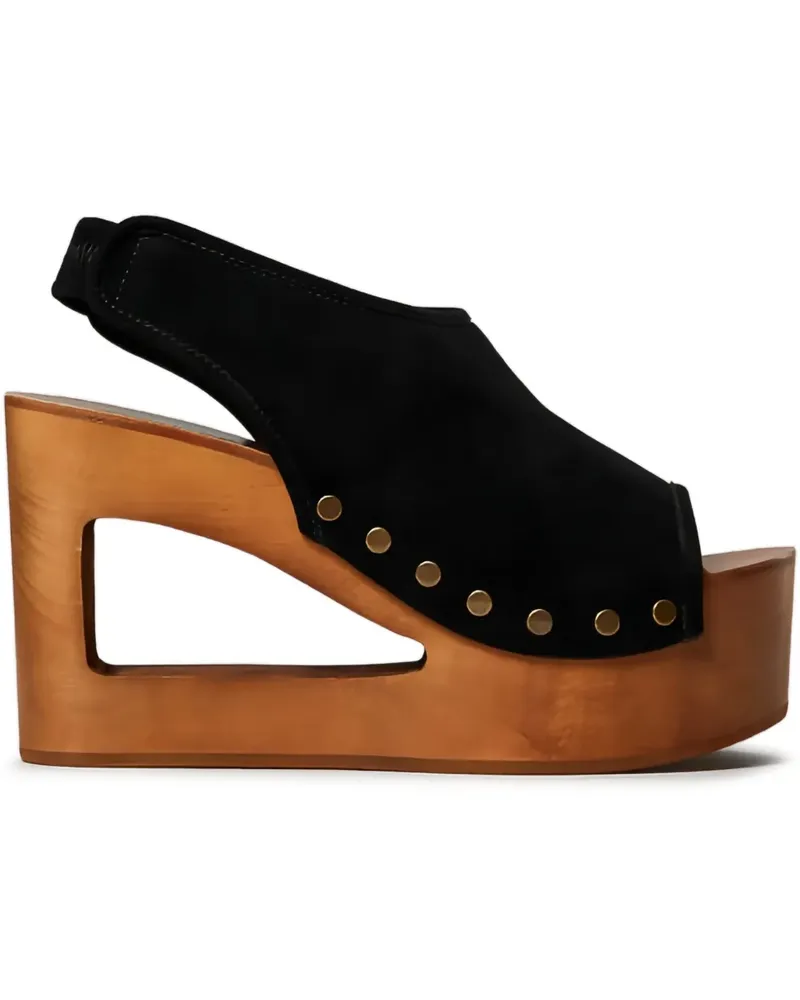 Twin-Set Plateau-Sandalen aus WIldleder 105mm - Schwarz Schwarz