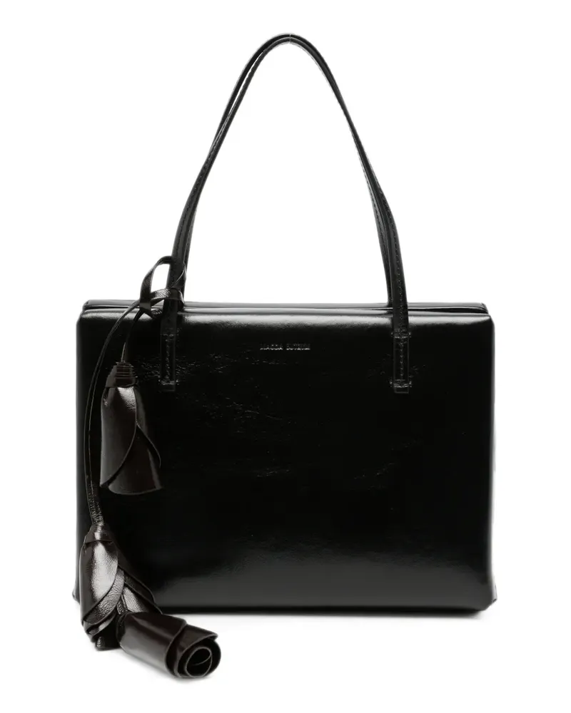 Magda Butrym Tote Bag mit Blumenanhänger - Schwarz Schwarz