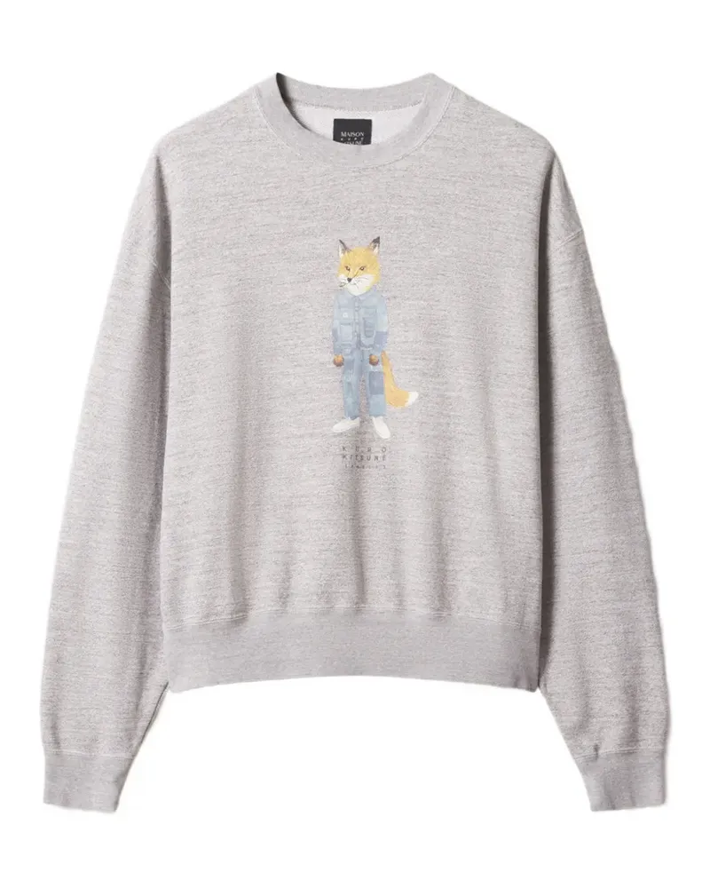 Kitsuné Dressed Fox Pullover mit grafischem Print - Grau Grau
