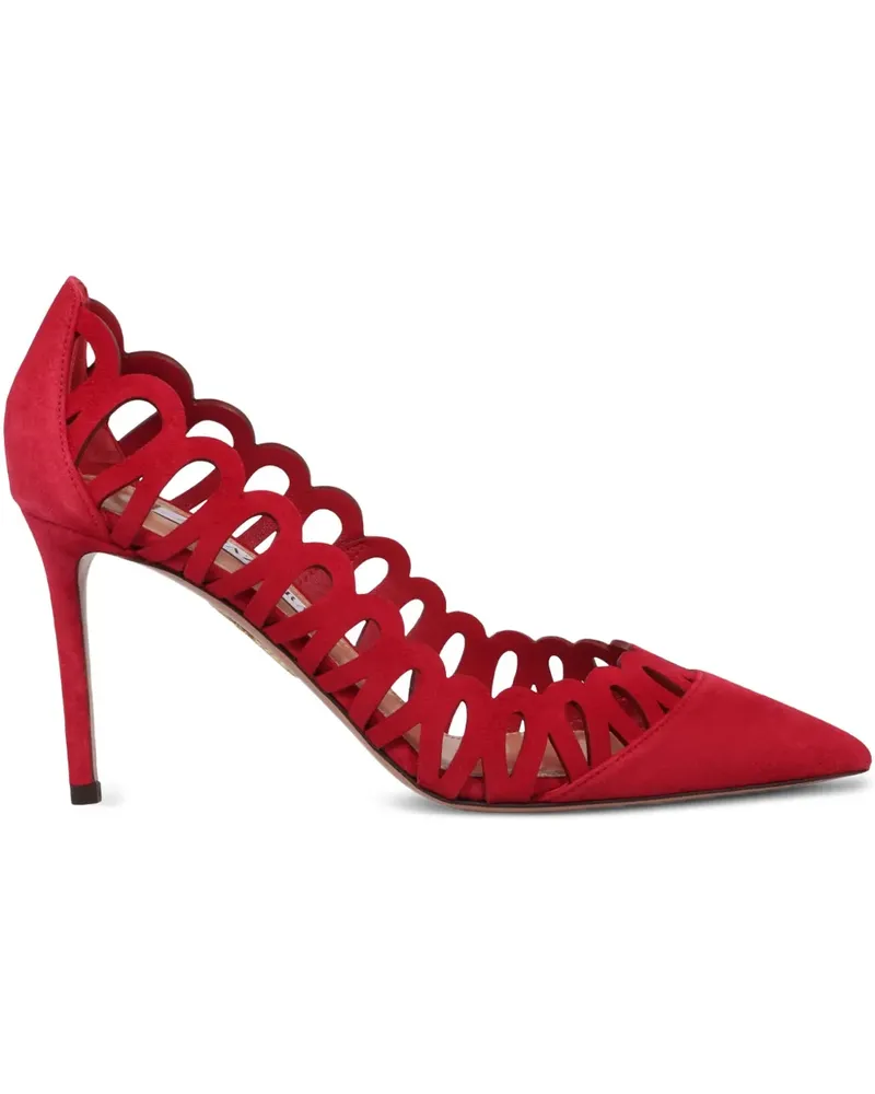 Aquazzura Peep Pumps mit Wellensaum 85mm - Rot Rot