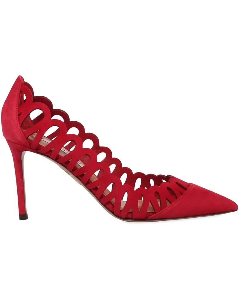 Aquazzura Peep Pumps mit Wellensaum 85mm - Rot Rot
