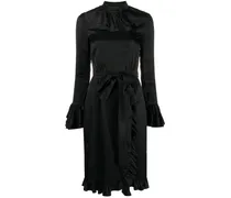 Wickelkleid mit Rüschen - Schwarz