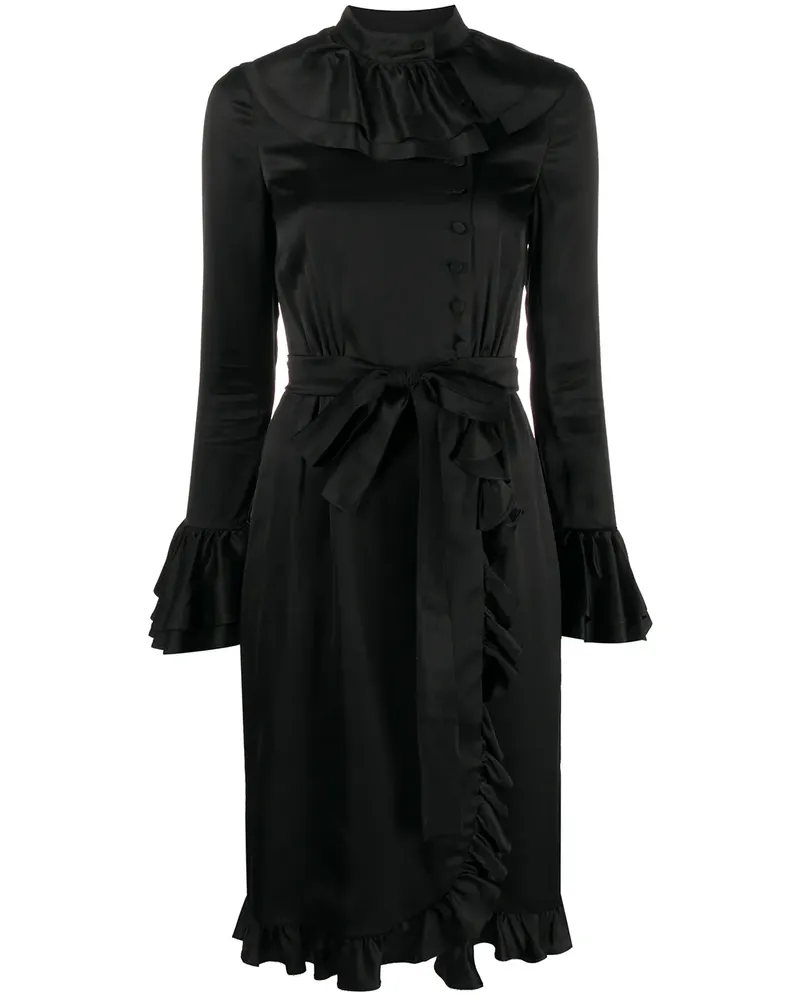 Moschino Wickelkleid mit Rüschen - Schwarz Schwarz