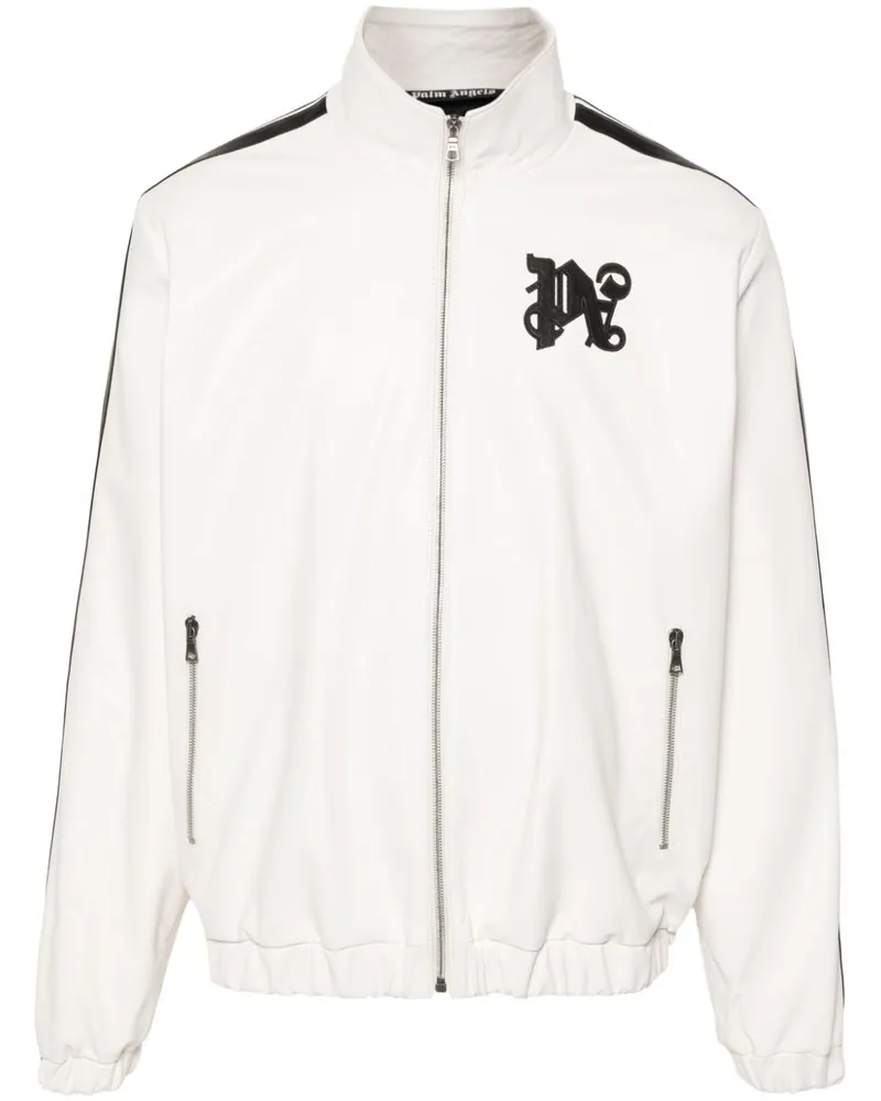Palm Angels Lederjacke mit Monogramm-Patch - Nude Nude