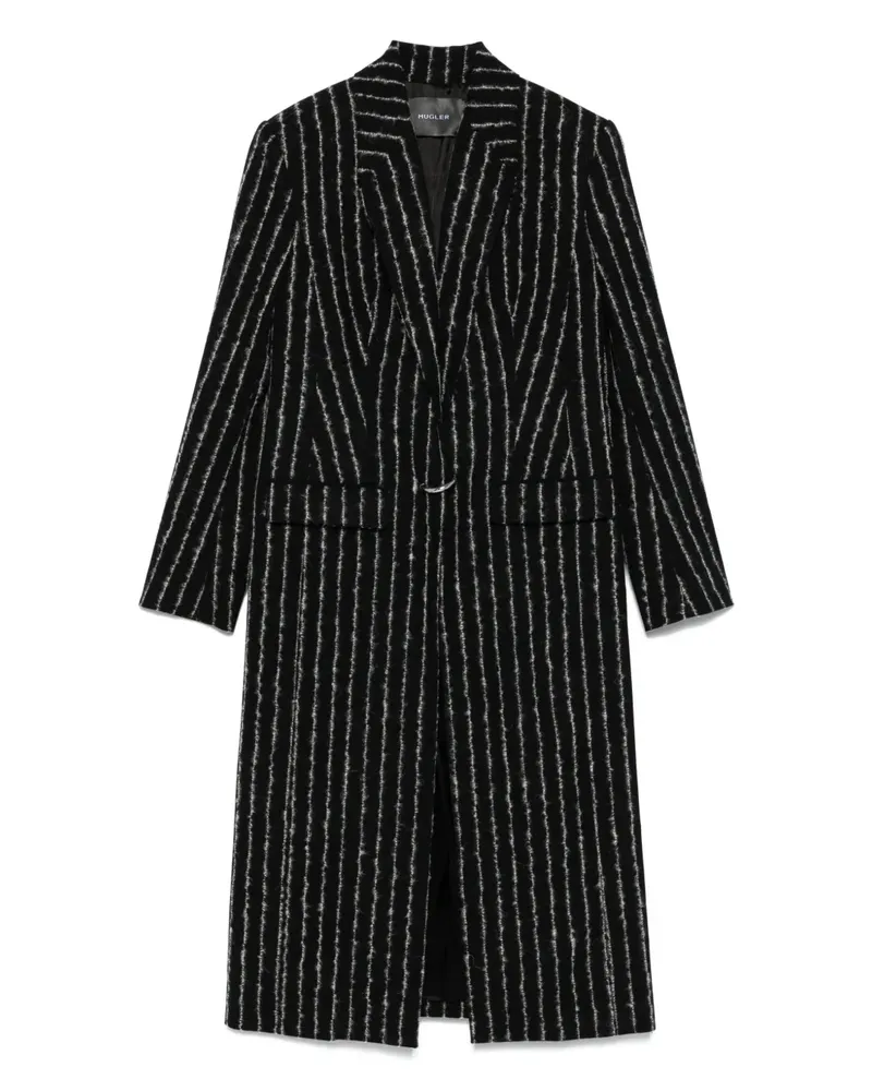 Thierry Mugler Wollmantel mit Nadelstreifen - Schwarz Schwarz