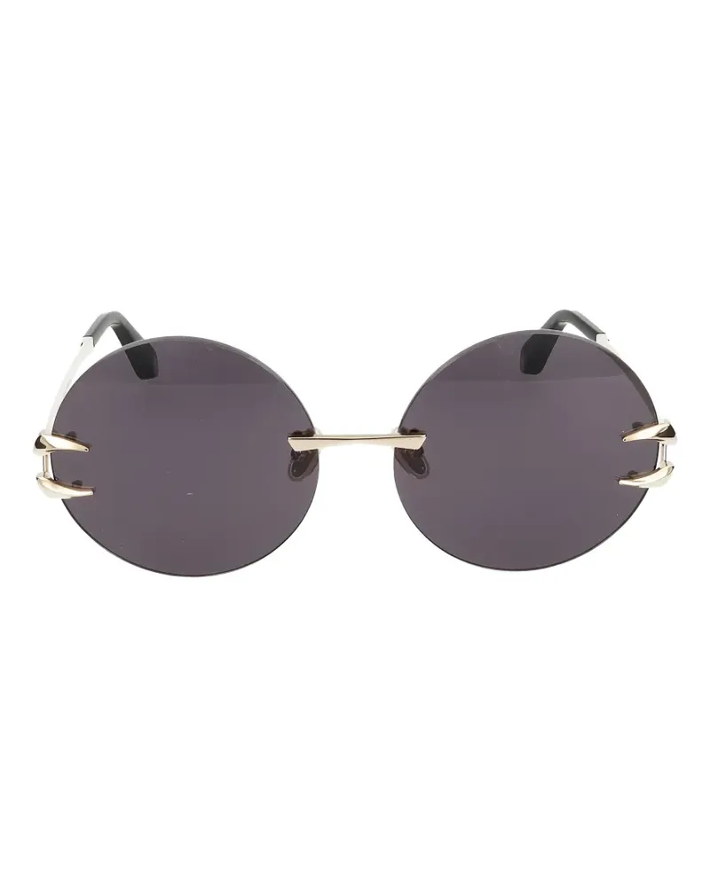 Roberto Cavalli logo-detail round sunglasses - Gold Gold