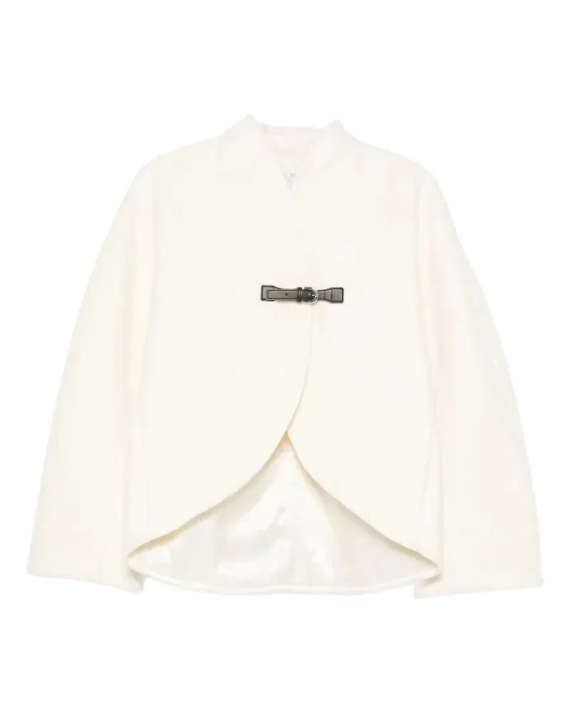 forte_forte buckle-fastening curved-hem oversized jacket - Weiß Weiß
