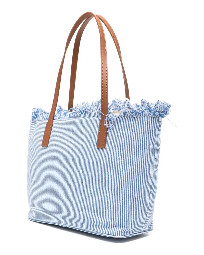 MC2 Saint Barth Gestreifte Tote Bag mit Fransendetail - Blau Blau