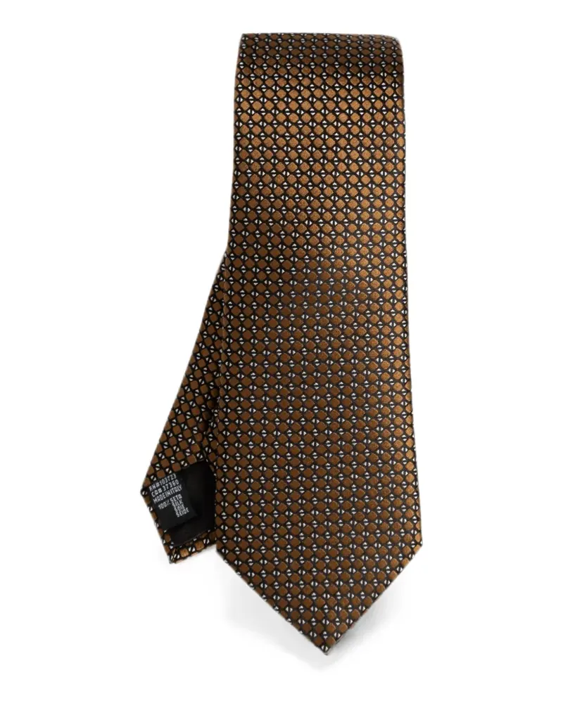 Giorgio Armani Geometrisch gemusterte Seidenkrawatte - Braun Braun