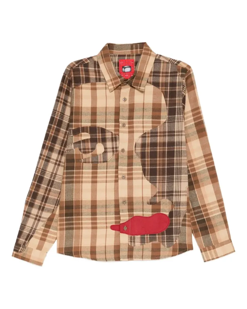 KidSuper Kariertes Patchwork-Hemd - Braun Braun