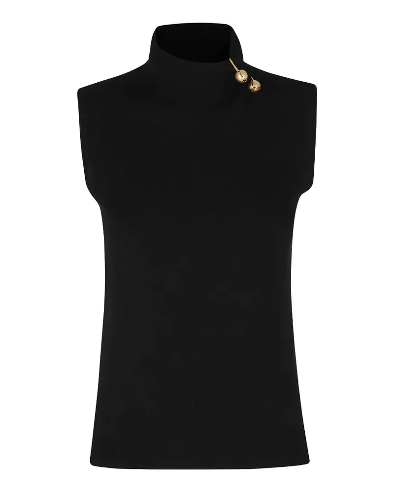 Alberta Ferretti Goldfarbenes Oberteil mit Stehkragen - Schwarz Schwarz
