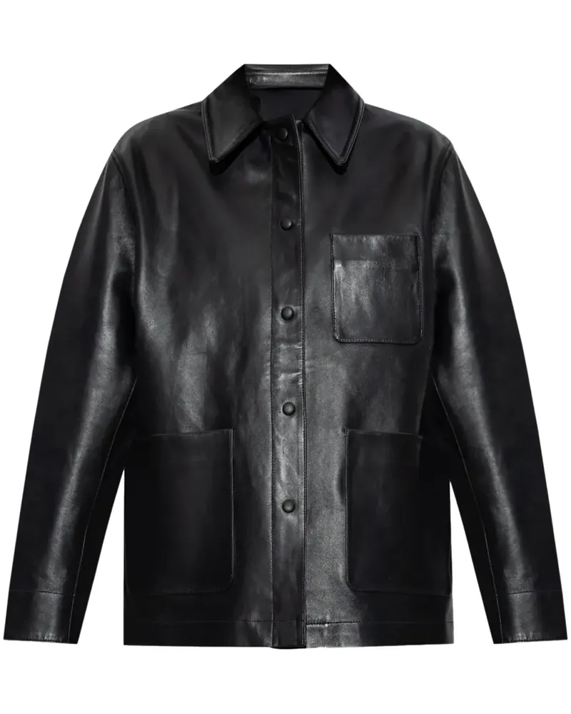 Officine Generale Lederjacke mit Taschen - Schwarz Schwarz