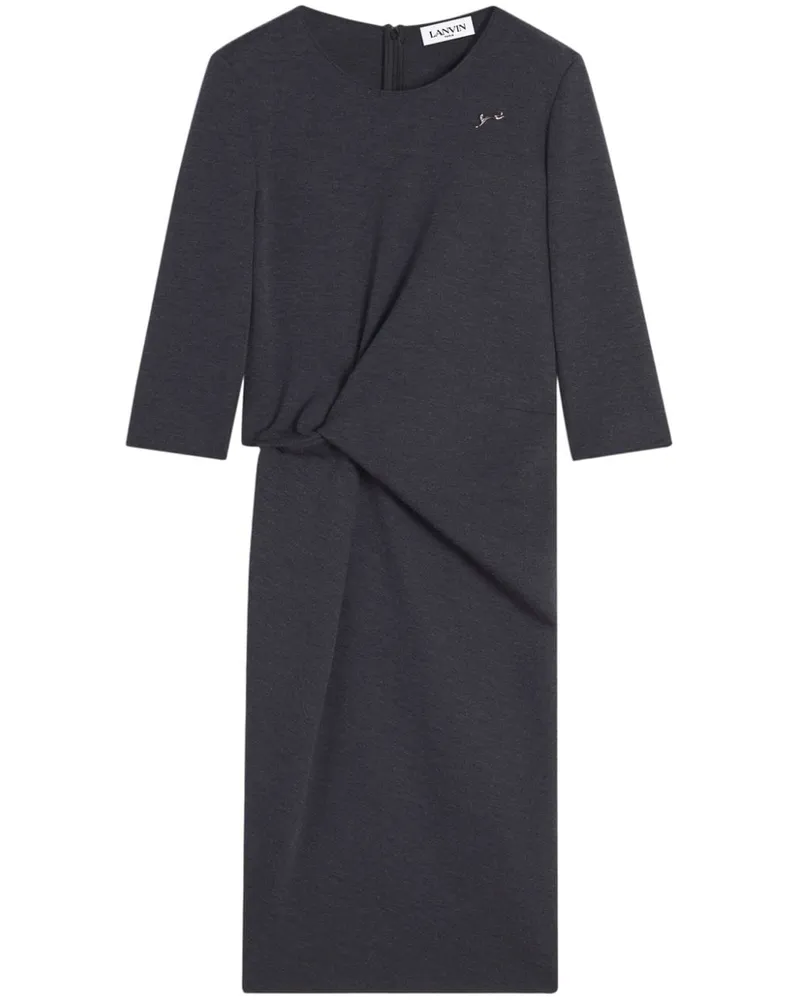Lanvin Midikleid mit Cat-Pin - Grau Grau