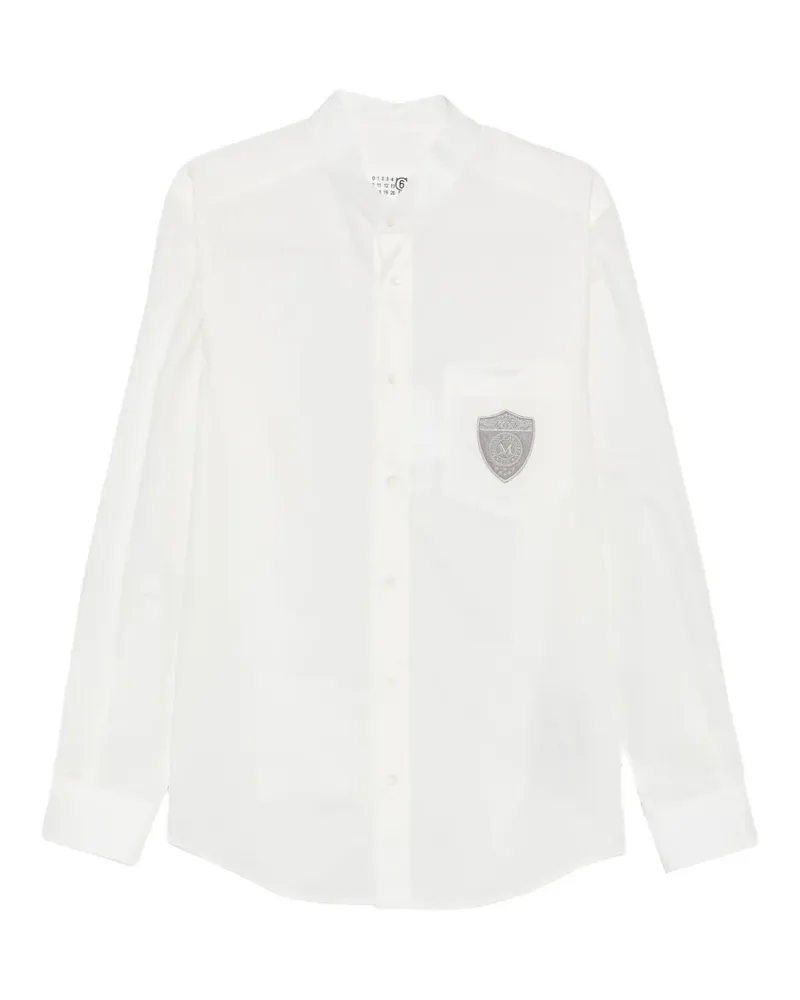 Maison Margiela logo-patch mandarin-collar shirt - Weiß Weiß