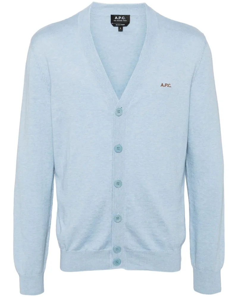 A.P.C. Cardigan mit Logo-Stickerei Blau