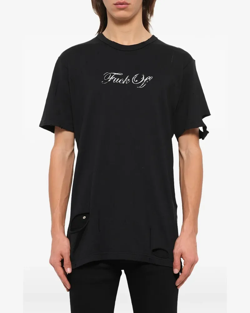Mastermind Japan T-Shirt in Distressed-Optik - Schwarz Schwarz