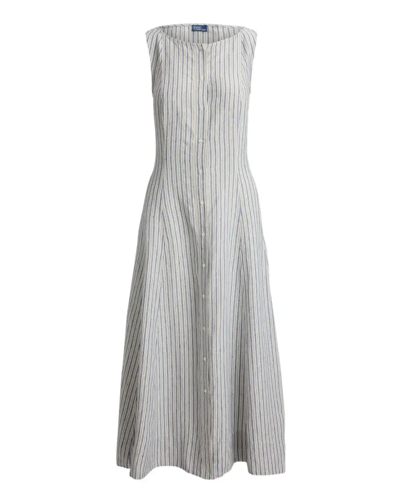 Ralph Lauren Gestreiftes Kleid aus Leinen - Nude Nude