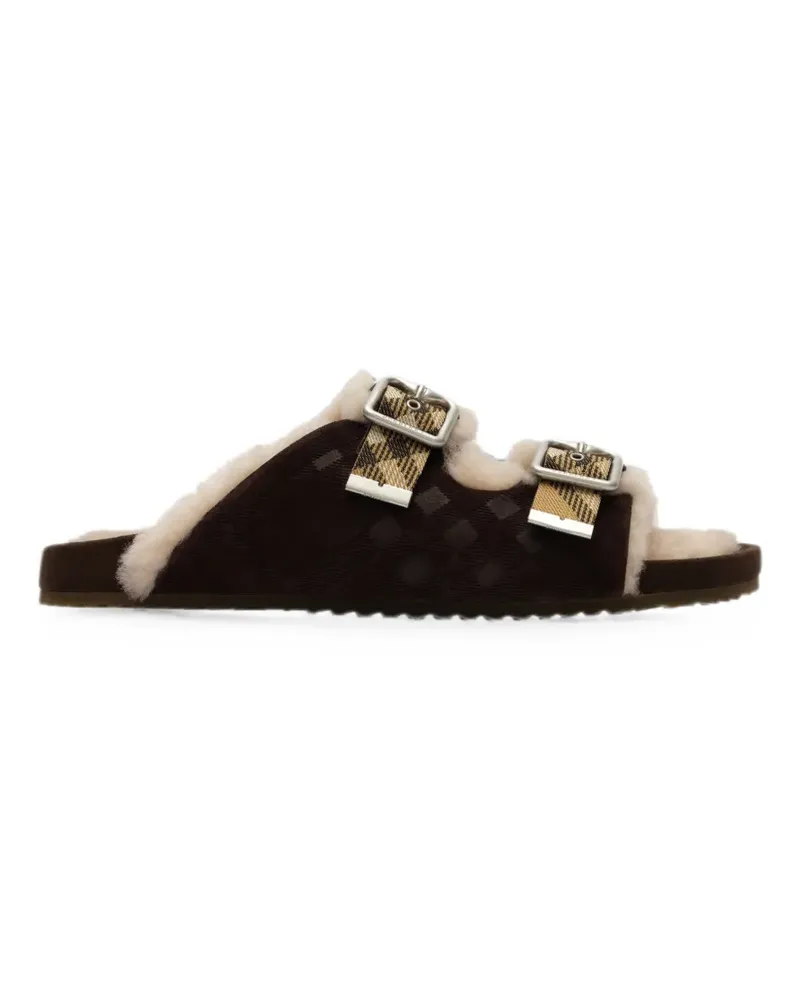Burberry Check shearling Urchin sandals - Braun Braun