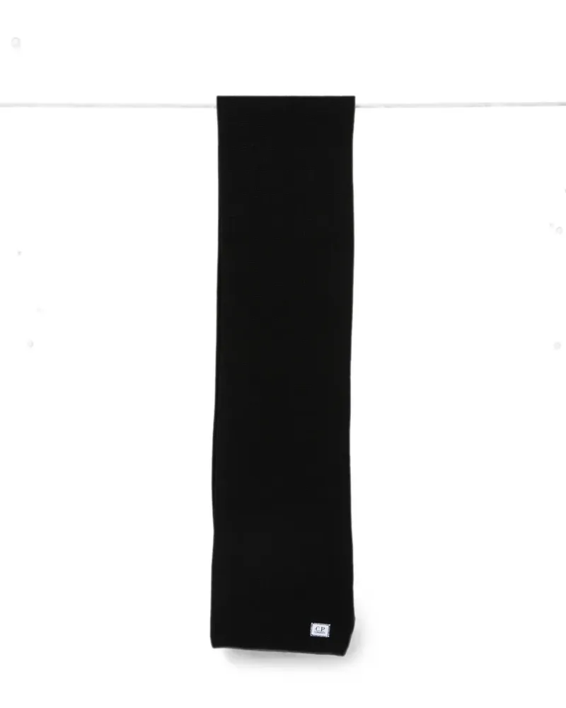 C.P. Company logo-patch knitted scarf - Schwarz Schwarz