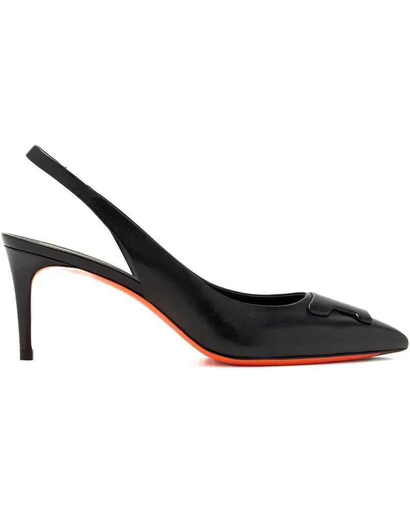 Santoni Pumps mit Slingback-Riemen - Schwarz Schwarz