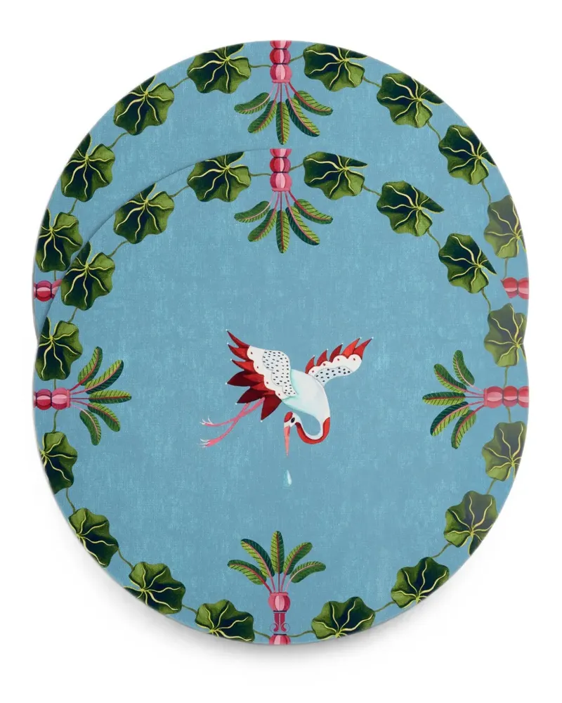 La DoubleJ Spirit Stork Tischsets (2er-Set) - Blau Blau
