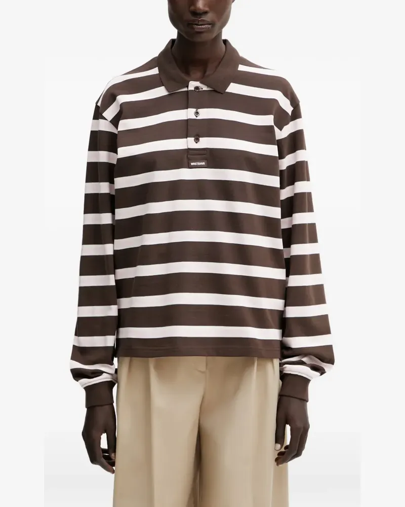 WRSTBHVR Seth horizontal-stripe long-sleeve polo top - Braun Braun