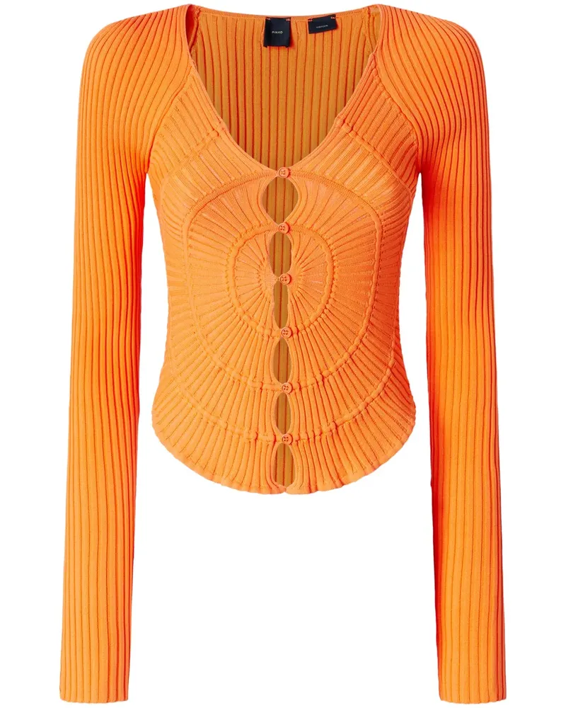 Pinko Gerippter Cardigan mit V-Ausschnitt - Orange Orange