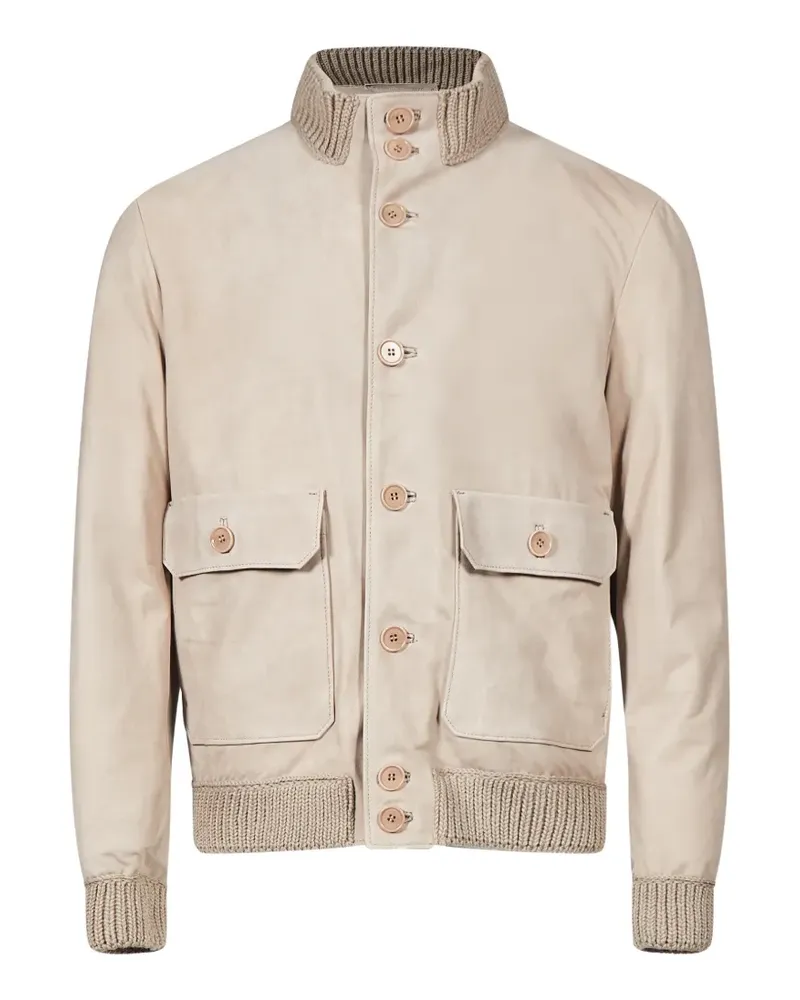 Salvatore Santoro ribbed-trim button-up jacket - Nude Nude