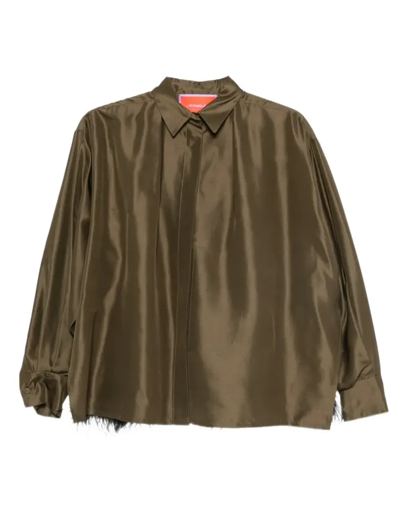 La DoubleJ La Scala feather-trimmed silk shirt - Grün Grün