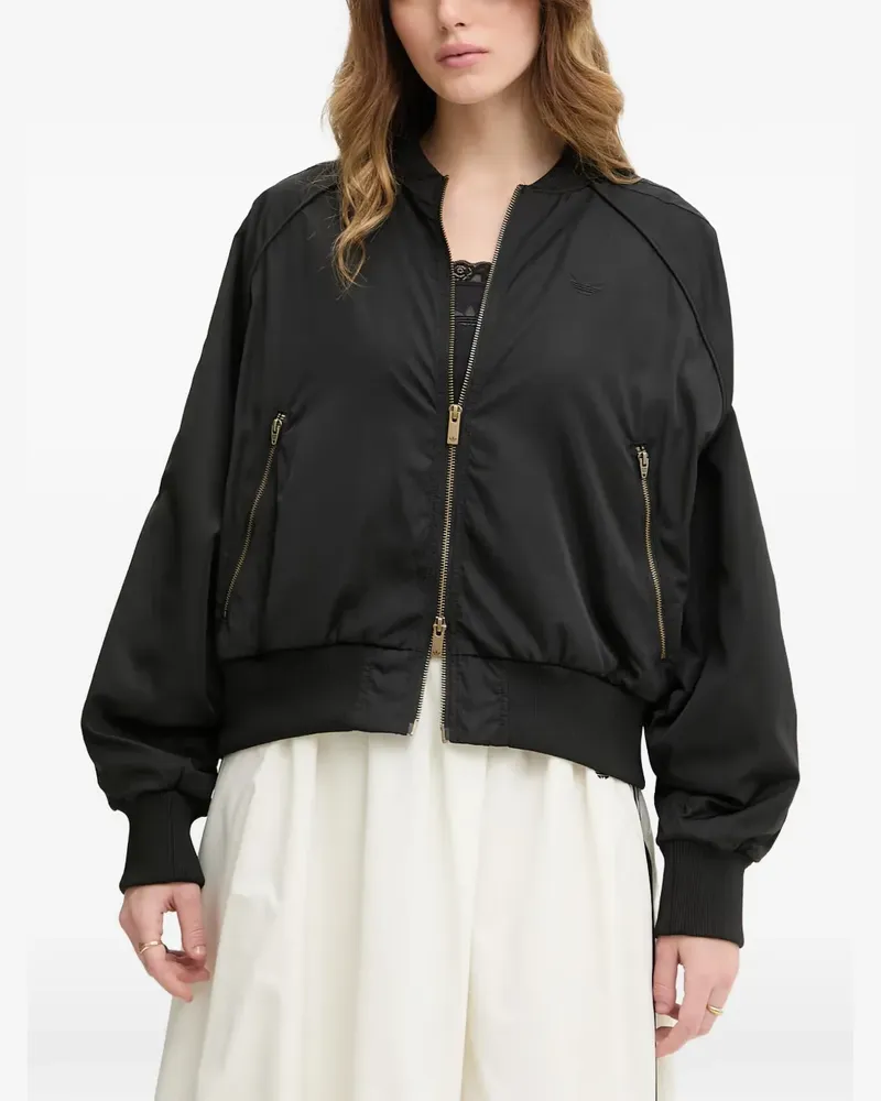 adidas polka-dot sheer-trim bomber jacket - Schwarz Schwarz