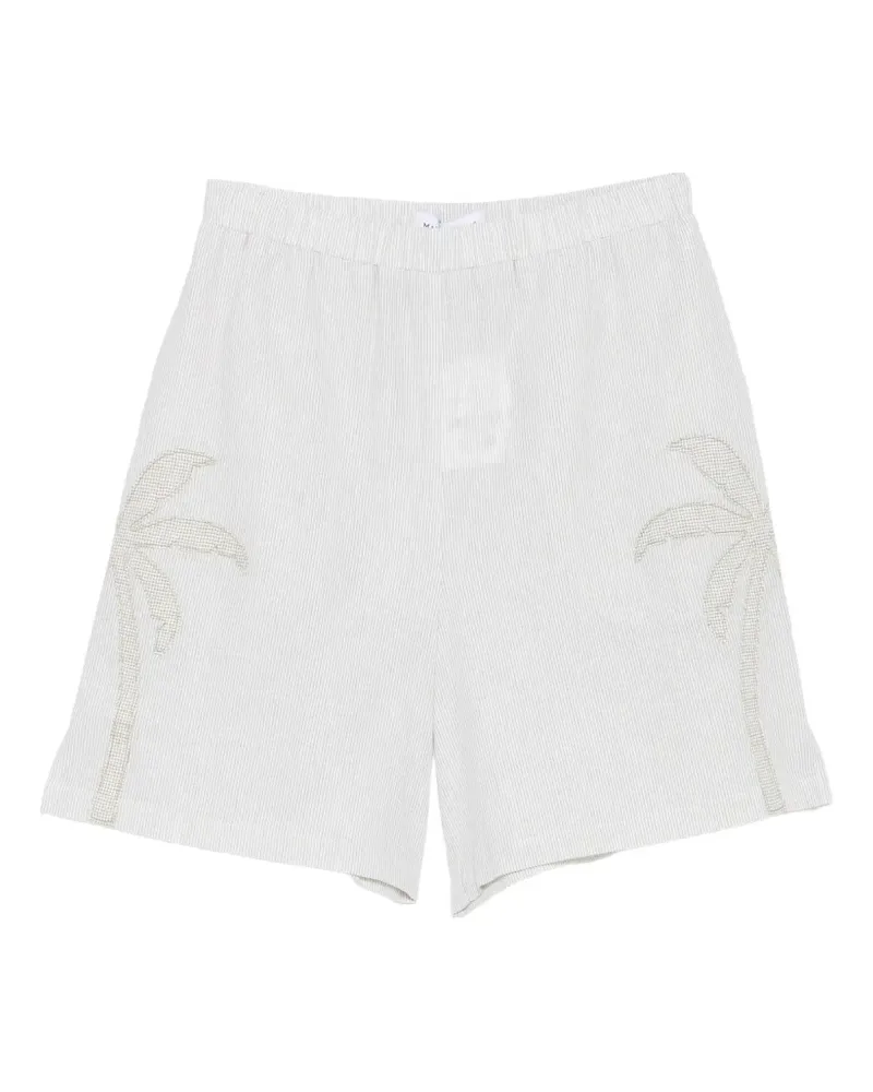 Maison Labiche palm-patch pinstriped shorts - Weiß Weiß