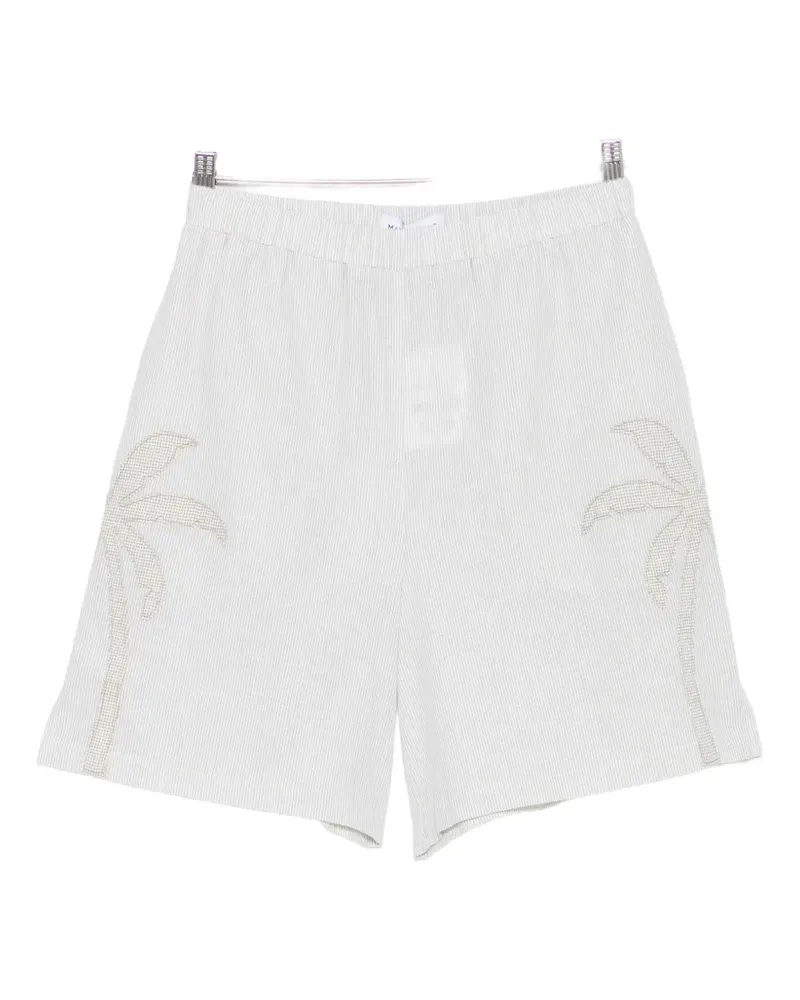 Maison Labiche palm-patch pinstriped shorts - Weiß Weiß