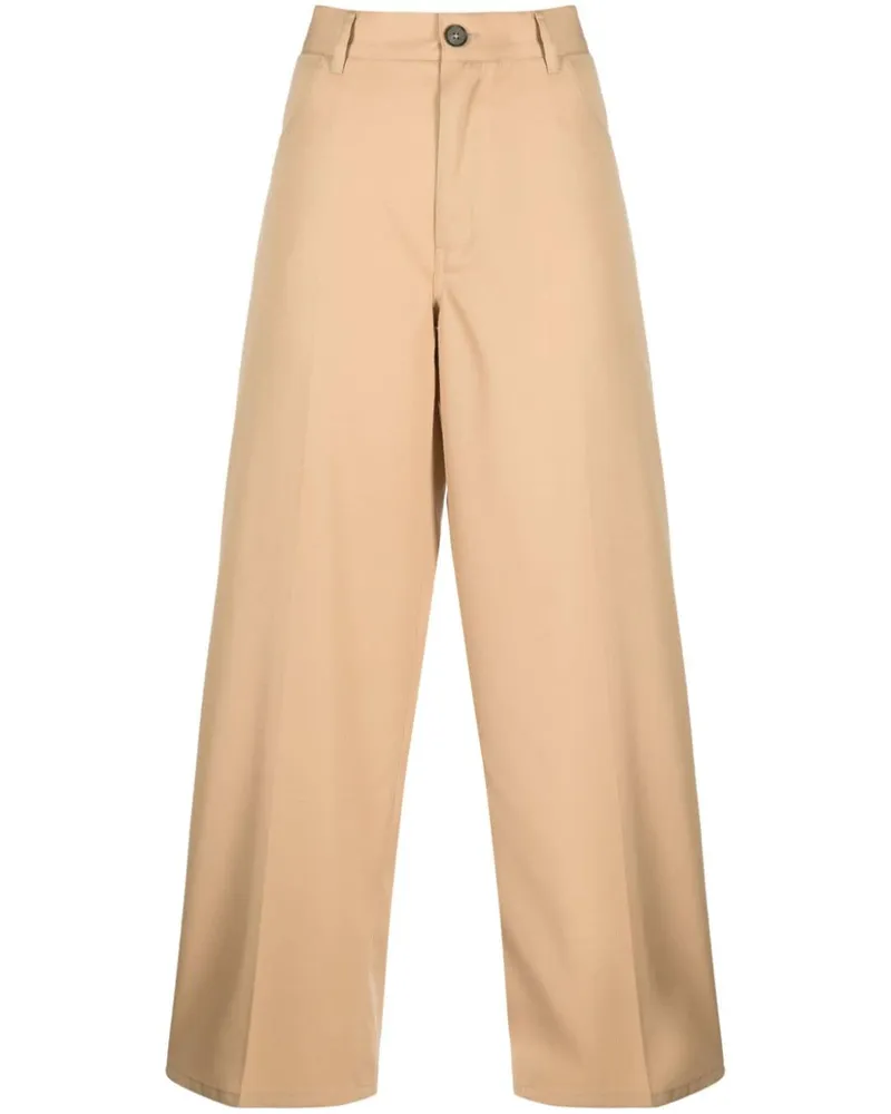 Jil Sander High-Waist-Hose mit weitem Bein - Nude Nude