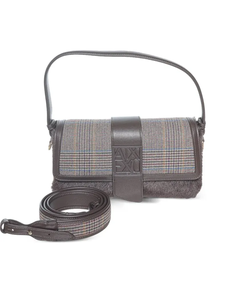 Armani Exchange Schultertasche mit Karomuster - Braun Braun
