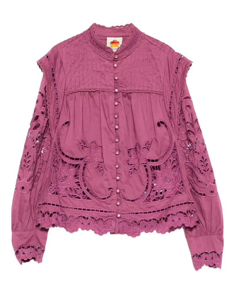 FARM Rio floral-cut-out scalloped shirt - Violett Violett