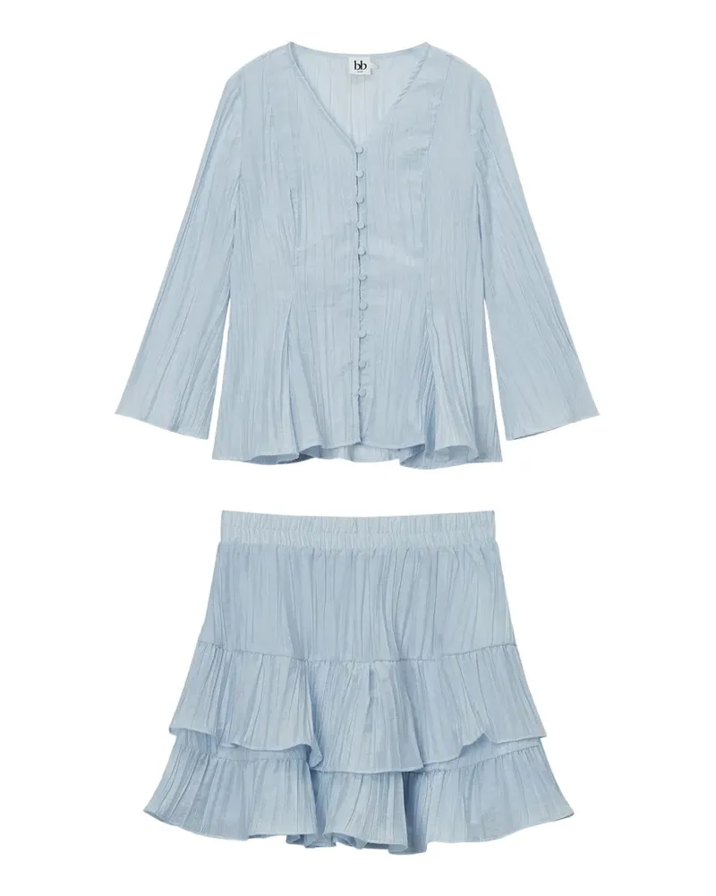 b+ab ruffled-detail skirt set - Blau Blau