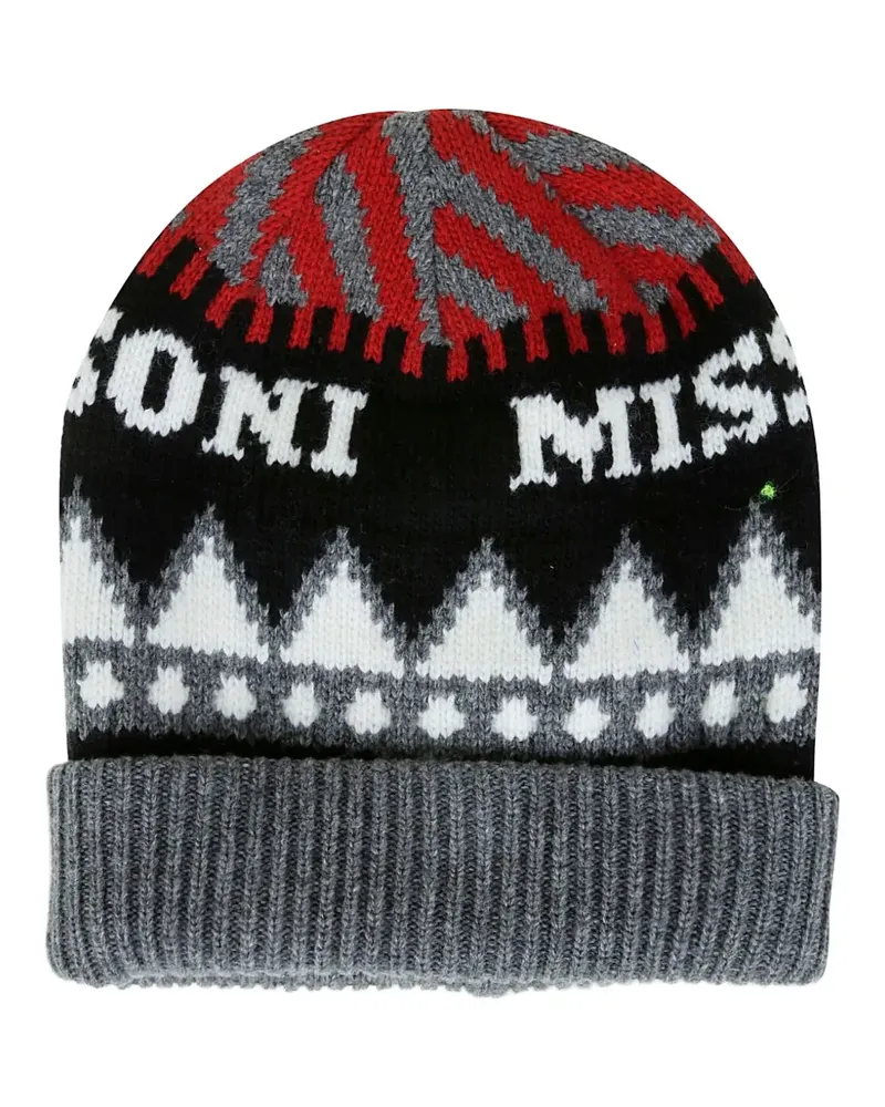 Missoni Beanie mit Intarsienmuster - Schwarz Schwarz