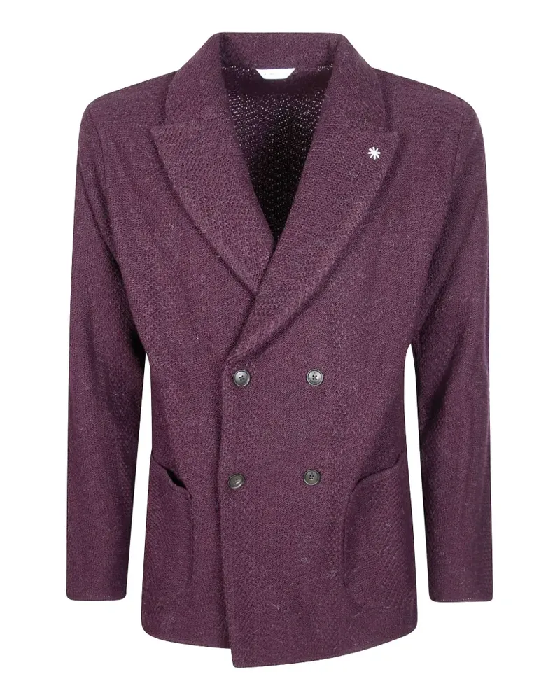 Manuel Ritz double-breasted herringbone-knit blazer - Violett Violett