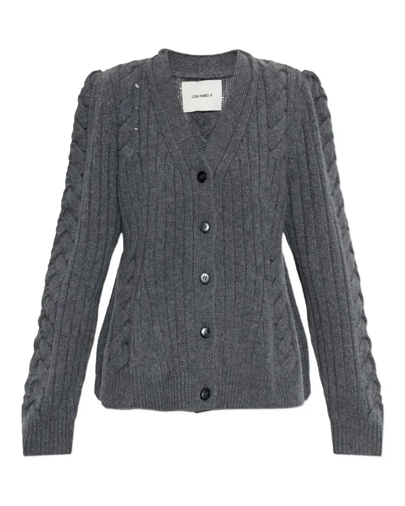 Lisa Yang Leire Cardigan mit Zopfmuster - Grau Grau