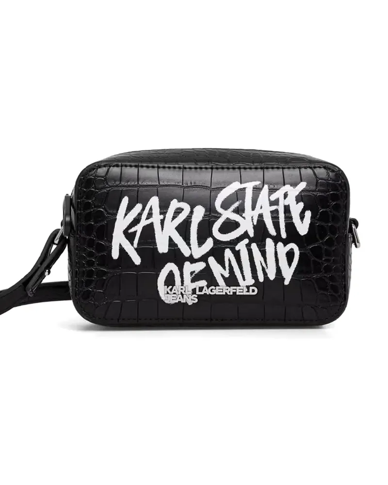 Karl Lagerfeld croc-effect logo-print shoulder bag - Schwarz Schwarz